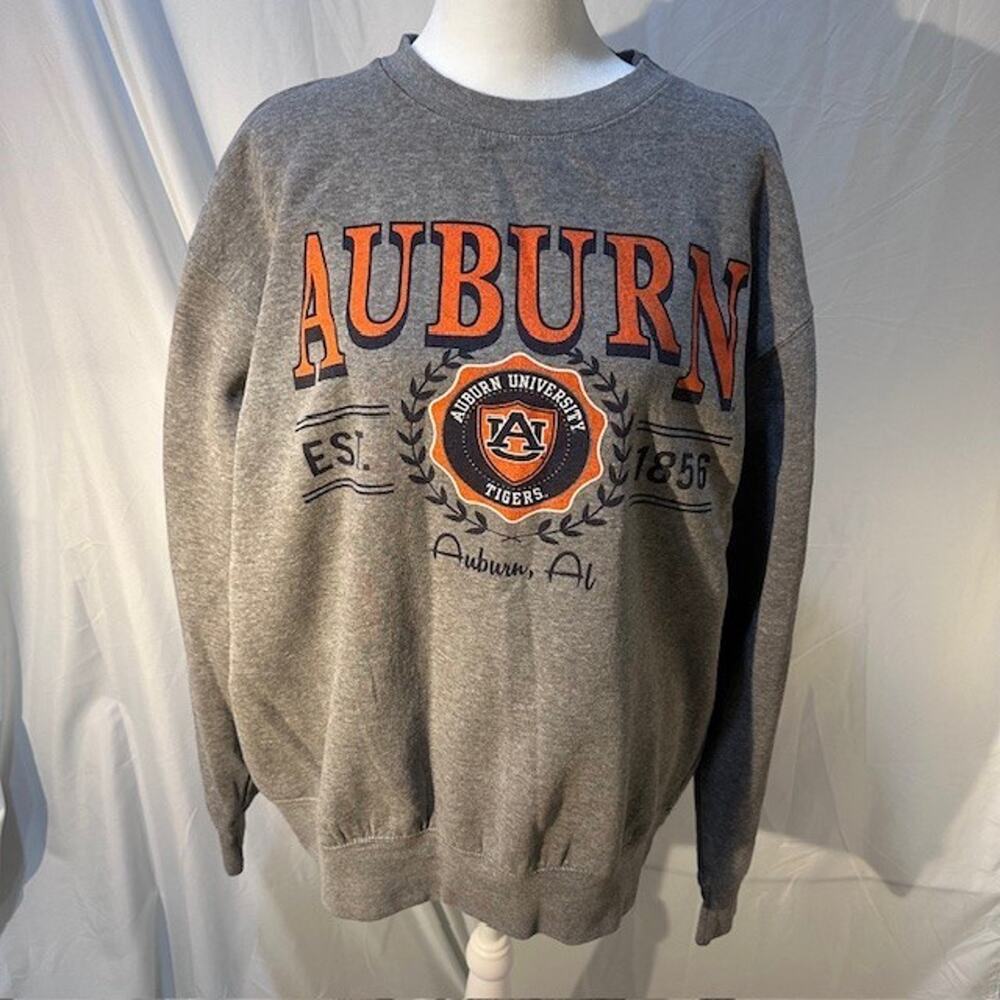 Auburn Tigers Blue 84 Gray Crewneck Sweatshirt Men’s L Pullover Cotton Blend